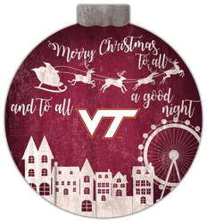 Virginia Tech Hokies Christmas Village 12in Wall Art