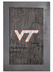 Virginia Tech Hokies City Map 11x19 Sign