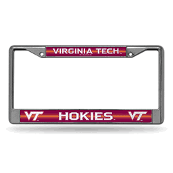 Virginia Tech Hokies Classic 12" x 6" Silver Bling Chrome Car/Truck/SUV Auto Accessory