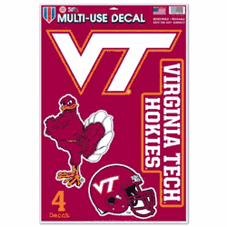Virginia Tech Hokies Decal 11x17 Multi Use 4 Decals