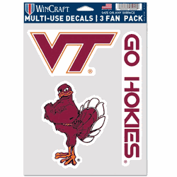 Virginia Tech Hokies Decal Multi Use Fan 3 Pack