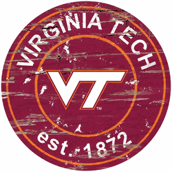 Virginia Tech Hokies Distressed Round Sign