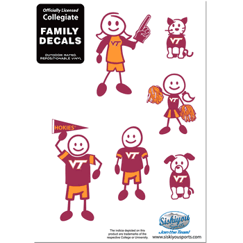 Virginia Tech Hokies Family Decal Set Small
