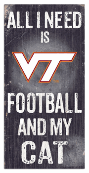 Virginia Tech Hokies Football and My Cat 6x12 Sign