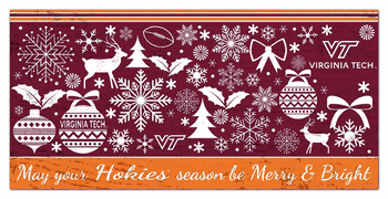 Virginia Tech Hokies Merry and Bright 6x12 Sign