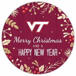 Virginia Tech Hokies Merry Christmas & New Year 12in Circle