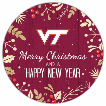 Virginia Tech Hokies Merry Christmas & New Year 12in Circle
