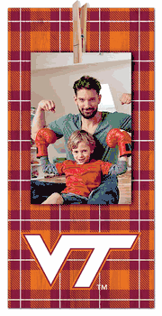 Virginia Tech Hokies Plaid Clothespin 6x12 Sign