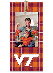 Virginia Tech Hokies Plaid Clothespin 6x12 Sign