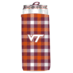 Virginia Tech Hokies Plaid Insulated Slim Can Sleeve