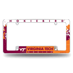 Virginia Tech Hokies Primary 12" x 6" Chrome All Over Automotive License Plate Frame