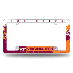 Virginia Tech Hokies Primary 12" x 6" Chrome All Over Automotive License Plate Frame for Car/Truck/SUV