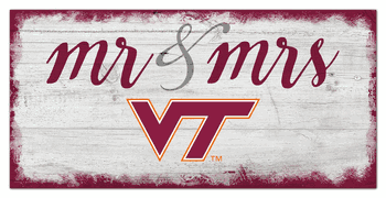 Virginia Tech Hokies Script Mr & Mrs 6x12 Sign
