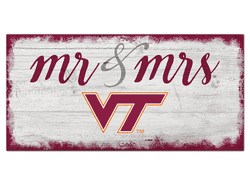 Virginia Tech Hokies Script Mr & Mrs 6x12 Sign