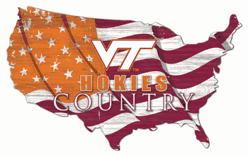Virginia Tech Hokies USA Shape Flag Cutout