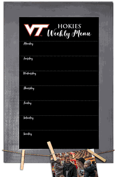 Virginia Tech Hokies Weekly Chalkboard with frame & clothespins 11x19 Sign