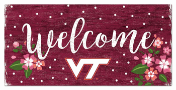 Virginia Tech Hokies Welcome Floral 6x12 Sign
