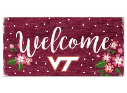 Virginia Tech Hokies Welcome Floral 6x12 Sign