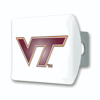 Virginia Tech White Metal Hitch Cover with  3D Color Emblem