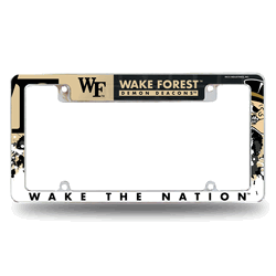 Wake Forest Demon Deacons Primary 12" x 6" Chrome All Over Automotive License Plate Frame