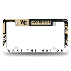 Wake Forest Demon Deacons Primary 12" x 6" Chrome All Over Automotive License Plate Frame for Car/Truck/SUV