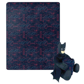 Warner Bros. Batman Cyber Symbols Silk Touch Throw Blanket with Plush Hugger 40 x 50 Inches