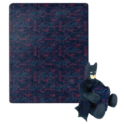 Warner Bros. Batman Cyber Symbols Silk Touch Throw Blanket with Plush Hugger 40 x 50 Inches