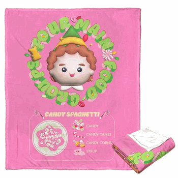 Warner Bros. Elf Four Food Groups Pink Silk Touch Throw Blanket 50x60 Inches