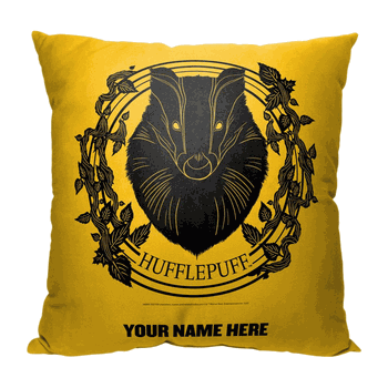 Warner Bros. Harry Potter Bold Hufflepuff Personalized Throw Pillow 18x18 Inches