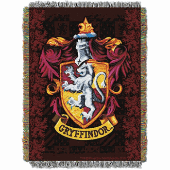 Warner Bros. Harry Potter Gryffindor Shield Woven Tapestry Throw Blanket 48x60 Inches