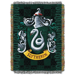 Warner Bros. Harry Potter Slytherin Shield Woven Tapestry Throw Blanket 48x60 Inches
