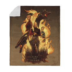 Warner Bros. House of the Dragon Fire and Blood Reigns Silk Touch Sherpa Throw Blanket 50x60 Inches
