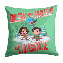 Warner Bros. Justice League Deck the Halls of Justice Throw Pillow 18x18 Inches