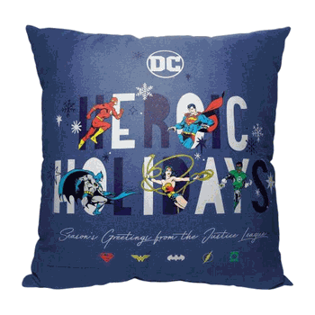 Warner Bros. Justice League Heroic Holidays Throw Pillow 18x18 Inches