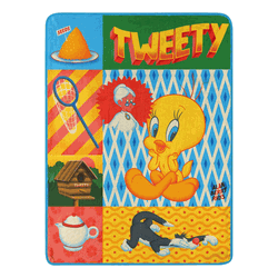 Warner Bros. Looney Tunes Artsy Tweety Micro Raschel Throw Blanket 46x60 Inches