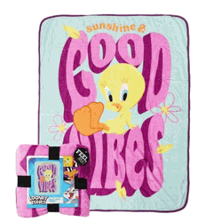Warner Bros. Looney Tunes Good Vibes Micro Raschel Throw Blanket 46x60 Inches