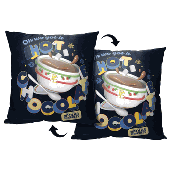 Warner Bros. Polar Express Hot Chocolate Throw Pillow 18x18 Inches