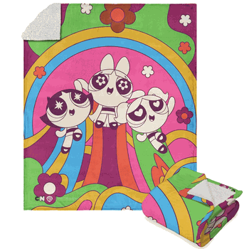 Warner Bros. Powerpuff Girls Groovy Girls Silk Touch Sherpa Throw Blanket 50x60 Inches