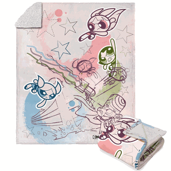 Warner Bros. Powerpuff Girls Save Townsville Silk Touch Sherpa Throw Blanket 50x60 Inches