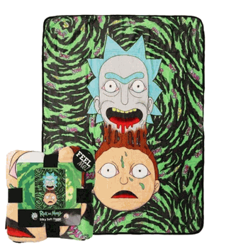Warner Bros. Rick and Morty Melt Together Micro Raschel Throw Blanket 46x60 Inches