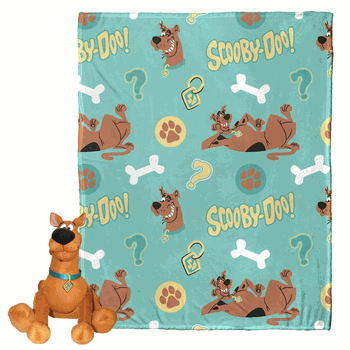 Warner Bros. Scooby-Doo Ruh Roh Silk Touch Throw Blanket with Plush Hugger 40x50 Inches