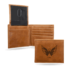Washington Capitals Brown Laser Engraved Bill-fold Wallet