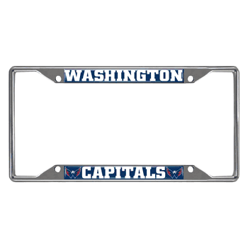 Washington Capitals Chrome Metal License Plate Frame, 6.25in x 12.25in