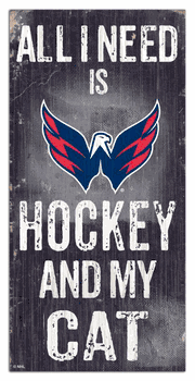 Washington Capitals Hockey and My Cat 6x12 Sign