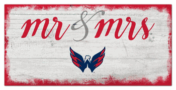 Washington Capitals Script Mr & Mrs 6x12 Sign