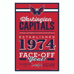 Washington Capitals Sign 11x17 Wood Established Design
