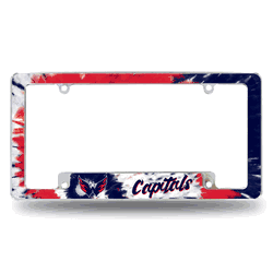 Washington Capitals Tie Dye 12" x 6" Chrome All Over Automotive License Plate Frame for Car/Truck/SUV