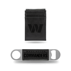 Washington Commanders Black Laser Engraved Front Pocket Wallet & Bar Blade