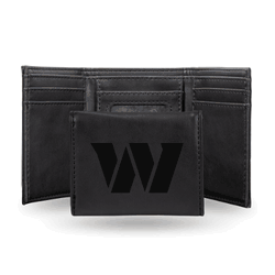 Washington Commanders Black Laser Engraved Tri-Fold Wallet