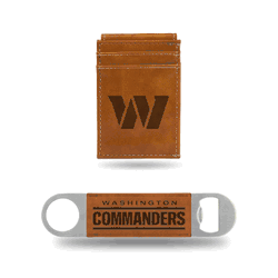 Washington Commanders Brown Laser Engraved Front Pocket Wallet & Bar Blade